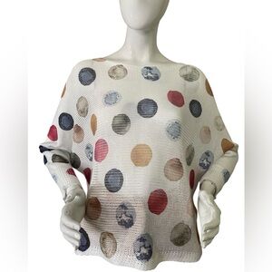 Polka Dot Batwing Knit Top Made in Italy Large L